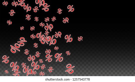 Luxury Vector Gold Percentage Sign Confetti on Transparent. Percent Sale Background. Business, Economics Print. Discount Illustration. Promotion Poster. Black Friday Banner. Special offer Template.