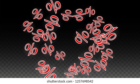 Luxury Vector Gold Percentage Sign Confetti on Transparent. Percent Sale Background. Business, Economics Print. Discount Illustration. Promotion Poster. Black Friday Banner. Special offer Template.