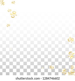 Luxury Vector Gold Percentage Sign Confetti on Transparent. Percent Sale Background. Business, Economics Print. Discount Illustration. Promotion Poster. Black Friday Banner. Special offer Template.