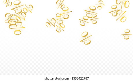 Luxury Vector Gold Percentage Sign Confetti on Transparent. Percent Sale Background. Business, Economics Print. Discount Illustration. Promotion Poster. Black Friday Banner. Special offer Template.