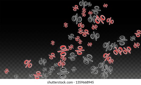 Luxury Vector Gold Percentage Sign Confetti on Transparent. Percent Sale Background. Business, Economics Print. Discount Illustration. Promotion Poster. Black Friday Banner. Special offer Template.
