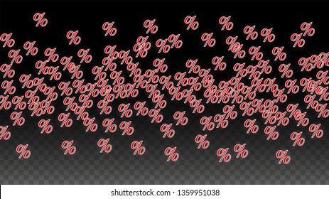 Luxury Vector Gold Percentage Sign Confetti on Transparent. Percent Sale Background. Business, Economics Print. Discount Illustration. Promotion Poster. Black Friday Banner. Special offer Template.