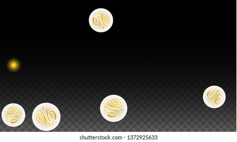 Luxury Vector Gold Percentage Sign Confetti on Transparent. Percent Sale Background. Business, Economics Print. Discount Illustration. Promotion Poster. Black Friday Banner. Special offer Template.