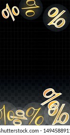 Luxury Vector Gold Percentage Sign Confetti on Transparent. Percent Sale Background. Business, Economics Print. Discount Illustration. Promotion Poster. Black Friday Banner. Special offer Template.