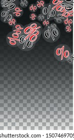 Luxury Vector Gold Percentage Sign Confetti on Transparent. Percent Sale Background. Business, Economics Print. Discount Illustration. Promotion Poster. Black Friday Banner. Special offer Template.