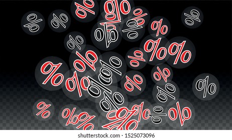 Luxury Vector Gold Percentage Sign Confetti on Transparent. Percent Sale Background. Business, Economics Print. Discount Illustration. Promotion Poster. Black Friday Banner. Special offer Template.