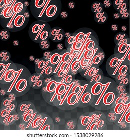 Luxury Vector Gold Percentage Sign Confetti on Transparent. Percent Sale Background. Business, Economics Print. Discount Illustration. Promotion Poster. Black Friday Banner. Special offer Template.