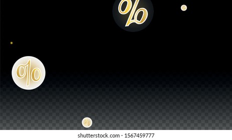 Luxury Vector Gold Percentage Sign Confetti on Transparent. Percent Sale Background. Business, Economics Print. Discount Illustration. Promotion Poster. Black Friday Banner. Special offer Template.