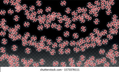 Luxury Vector Gold Percentage Sign Confetti on Transparent. Percent Sale Background. Business, Economics Print. Discount Illustration. Promotion Poster. Black Friday Banner. Special offer Template.
