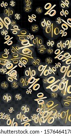 Luxury Vector Gold Percentage Sign Confetti on Transparent. Percent Sale Background. Business, Economics Print. Discount Illustration. Promotion Poster. Black Friday Banner. Special offer Template.