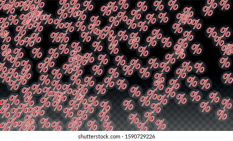 Luxury Vector Gold Percentage Sign Confetti on Transparent. Percent Sale Background. Business, Economics Print. Discount Illustration. Promotion Poster. Black Friday Banner. Special offer Template.