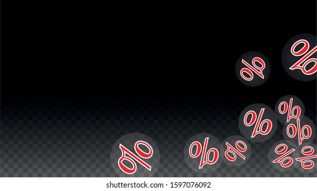 Luxury Vector Gold Percentage Sign Confetti on Transparent. Percent Sale Background. Business, Economics Print. Discount Illustration. Promotion Poster. Black Friday Banner. Special offer Template.