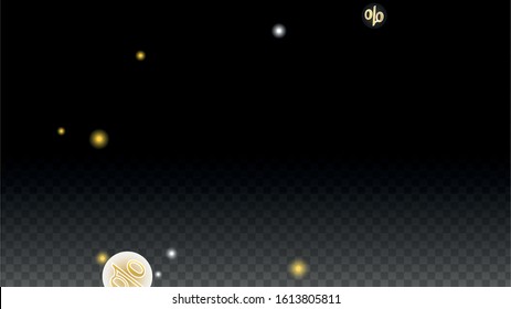 Luxury Vector Gold Percentage Sign Confetti on Transparent. Percent Sale Background. Business, Economics Print. Discount Illustration. Promotion Poster. Black Friday Banner. Special offer Template.
