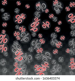 Luxury Vector Gold Percentage Sign Confetti on Transparent. Percent Sale Background. Business, Economics Print. Discount Illustration. Promotion Poster. Black Friday Banner. Special offer Template.