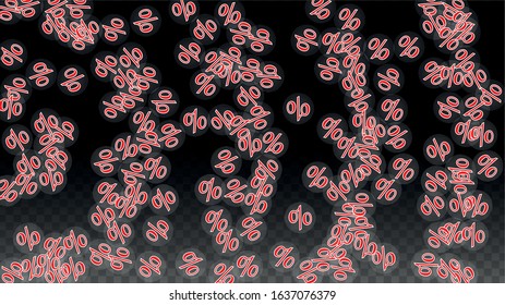 Luxury Vector Gold Percentage Sign Confetti on Transparent. Percent Sale Background. Business, Economics Print. Discount Illustration. Promotion Poster. Black Friday Banner. Special offer Template.