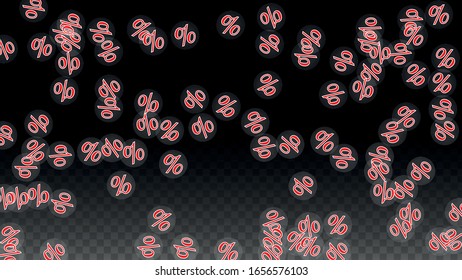 Luxury Vector Gold Percentage Sign Confetti on Transparent. Percent Sale Background. Business, Economics Print. Discount Illustration. Promotion Poster. Black Friday Banner. Special offer Template.