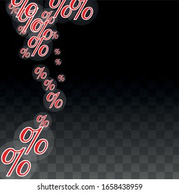 Luxury Vector Gold Percentage Sign Confetti on Transparent. Percent Sale Background. Business, Economics Print. Discount Illustration. Promotion Poster. Black Friday Banner. Special offer Template.