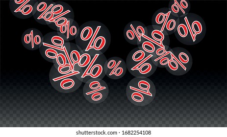 Luxury Vector Gold Percentage Sign Confetti on Transparent. Percent Sale Background. Business, Economics Print. Discount Illustration. Promotion Poster. Black Friday Banner. Special offer Template.