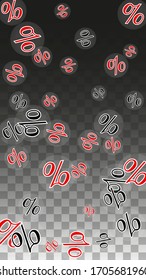 Luxury Vector Gold Percentage Sign Confetti on Transparent. Percent Sale Background. Business, Economics Print. Discount Illustration. Promotion Poster. Black Friday Banner. Special offer Template.