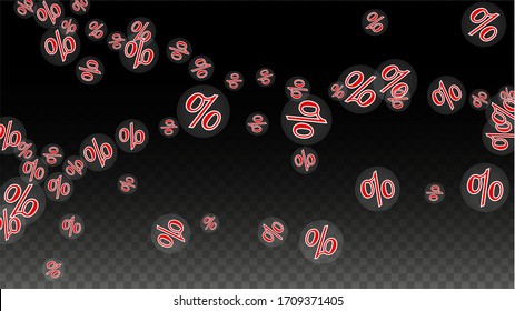 Luxury Vector Gold Percentage Sign Confetti on Transparent. Percent Sale Background. Business, Economics Print. Discount Illustration. Promotion Poster. Black Friday Banner. Special offer Template.