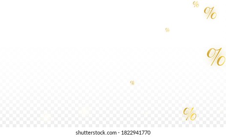 Luxury Vector Gold Percentage Sign Confetti on Transparent. Percent Sale Background. Business, Economics Print. Discount Illustration. Promotion Poster. Black Friday Banner. Special offer Template.