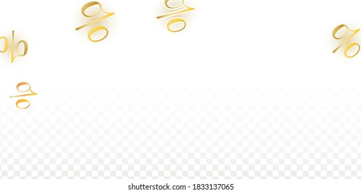 Luxury Vector Gold Percentage Sign Confetti on Transparent. Percent Sale Background. Business, Economics Print. Discount Illustration. Promotion Poster. Black Friday Banner. Special offer Template.