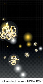Luxury Vector Gold Percentage Sign Confetti on Transparent. Percent Sale Background. Business, Economics Print. Discount Illustration. Promotion Poster. Black Friday Banner. Special offer Template.