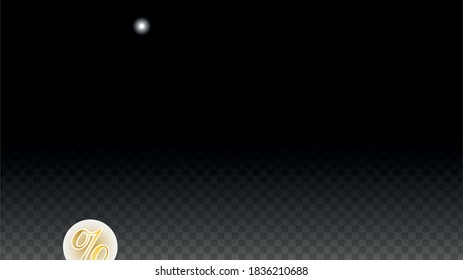 Luxury Vector Gold Percentage Sign Confetti on Transparent. Percent Sale Background. Business, Economics Print. Discount Illustration. Promotion Poster. Black Friday Banner. Special offer Template.