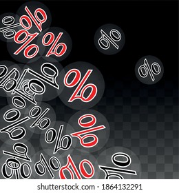 Luxury Vector Gold Percentage Sign Confetti on Transparent. Percent Sale Background. Business, Economics Print. Discount Illustration. Promotion Poster. Black Friday Banner. Special offer Template.