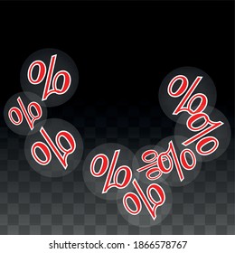 Luxury Vector Gold Percentage Sign Confetti on Transparent. Percent Sale Background. Business, Economics Print. Discount Illustration. Promotion Poster. Black Friday Banner. Special offer Template.