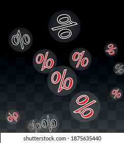 Luxury Vector Gold Percentage Sign Confetti on Transparent. Percent Sale Background. Business, Economics Print. Discount Illustration. Promotion Poster. Black Friday Banner. Special offer Template.