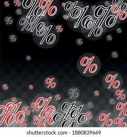 Luxury Vector Gold Percentage Sign Confetti on Transparent. Percent Sale Background. Business, Economics Print. Discount Illustration. Promotion Poster. Black Friday Banner. Special offer Template.