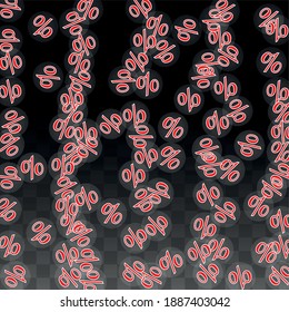 Luxury Vector Gold Percentage Sign Confetti on Transparent. Percent Sale Background. Business, Economics Print. Discount Illustration. Promotion Poster. Black Friday Banner. Special offer Template.