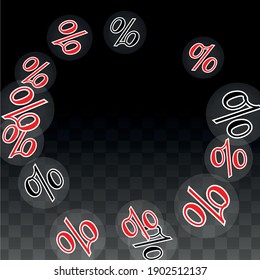 Luxury Vector Gold Percentage Sign Confetti on Transparent. Percent Sale Background. Business, Economics Print. Discount Illustration. Promotion Poster. Black Friday Banner. Special offer Template.