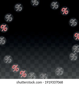 Luxury Vector Gold Percentage Sign Confetti on Transparent. Percent Sale Background. Business, Economics Print. Discount Illustration. Promotion Poster. Black Friday Banner. Special offer Template.