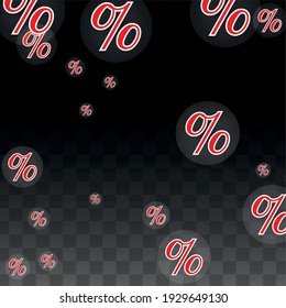 Luxury Vector Gold Percentage Sign Confetti on Transparent. Percent Sale Background. Business, Economics Print. Discount Illustration. Promotion Poster. Black Friday Banner. Special offer Template.