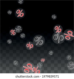 Luxury Vector Gold Percentage Sign Confetti on Transparent. Percent Sale Background. Business, Economics Print. Discount Illustration. Promotion Poster. Black Friday Banner. Special offer Template.