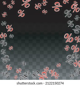 Luxury Vector Gold Percentage Sign Confetti on Transparent. Percent Sale Background. Business, Economics Print. Discount Illustration. Promotion Poster. Black Friday Banner. Special offer Template.