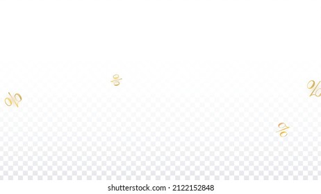 Luxury Vector Gold Percentage Sign Confetti on Transparent. Percent Sale Background. Business, Economics Print. Discount Illustration. Promotion Poster. Black Friday Banner. Special offer Template.