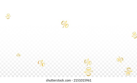 Luxury Vector Gold Percentage Sign Confetti on Transparent. Percent Sale Background. Business, Economics Print. Discount Illustration. Promotion Poster. Black Friday Banner. Special offer Template.