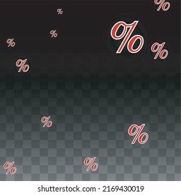 Luxury Vector Gold Percentage Sign Confetti on Transparent. Percent Sale Background. Business, Economics Print. Discount Illustration. Promotion Poster. Black Friday Banner. Special offer Template.