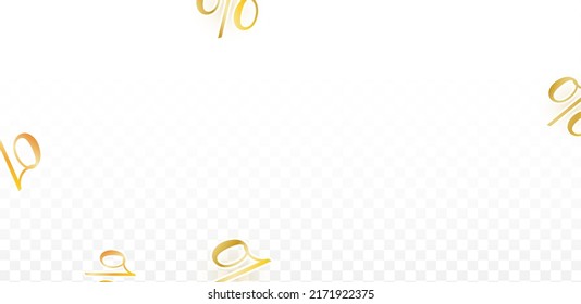 Luxury Vector Gold Percentage Sign Confetti on Transparent. Percent Sale Background. Business, Economics Print. Discount Illustration. Promotion Poster. Black Friday Banner. Special offer Template.