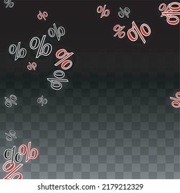 Luxury Vector Gold Percentage Sign Confetti on Transparent. Percent Sale Background. Business, Economics Print. Discount Illustration. Promotion Poster. Black Friday Banner. Special offer Template.