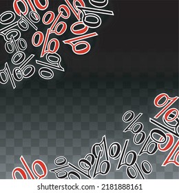 Luxury Vector Gold Percentage Sign Confetti on Transparent. Percent Sale Background. Business, Economics Print. Discount Illustration. Promotion Poster. Black Friday Banner. Special offer Template.