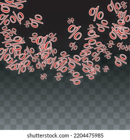 Luxury Vector Gold Percentage Sign Confetti on Transparent. Percent Sale Background. Business, Economics Print. Discount Illustration. Promotion Poster. Black Friday Banner. Special offer Template.