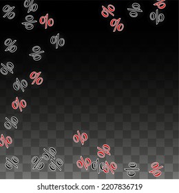 Luxury Vector Gold Percentage Sign Confetti on Transparent. Percent Sale Background. Business, Economics Print. Discount Illustration. Promotion Poster. Black Friday Banner. Special offer Template.