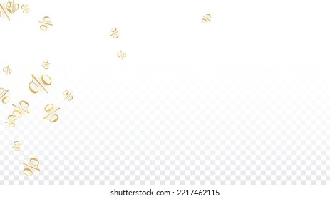 Luxury Vector Gold Percentage Sign Confetti on Transparent. Percent Sale Background. Business, Economics Print. Discount Illustration. Promotion Poster. Black Friday Banner. Special offer Template.