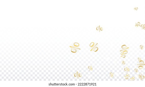 Luxury Vector Gold Percentage Sign Confetti on Transparent. Percent Sale Background. Business, Economics Print. Discount Illustration. Promotion Poster. Black Friday Banner. Special offer Template.