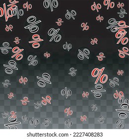 Luxury Vector Gold Percentage Sign Confetti on Transparent. Percent Sale Background. Business, Economics Print. Discount Illustration. Promotion Poster. Black Friday Banner. Special offer Template.