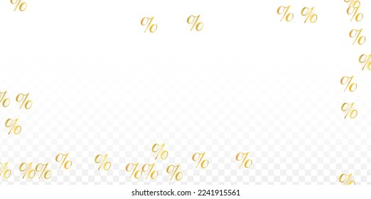 Luxury Vector Gold Percentage Sign Confetti on Transparent. Percent Sale Background. Business, Economics Print. Discount Illustration. Promotion Poster. Black Friday Banner. Special offer Template.